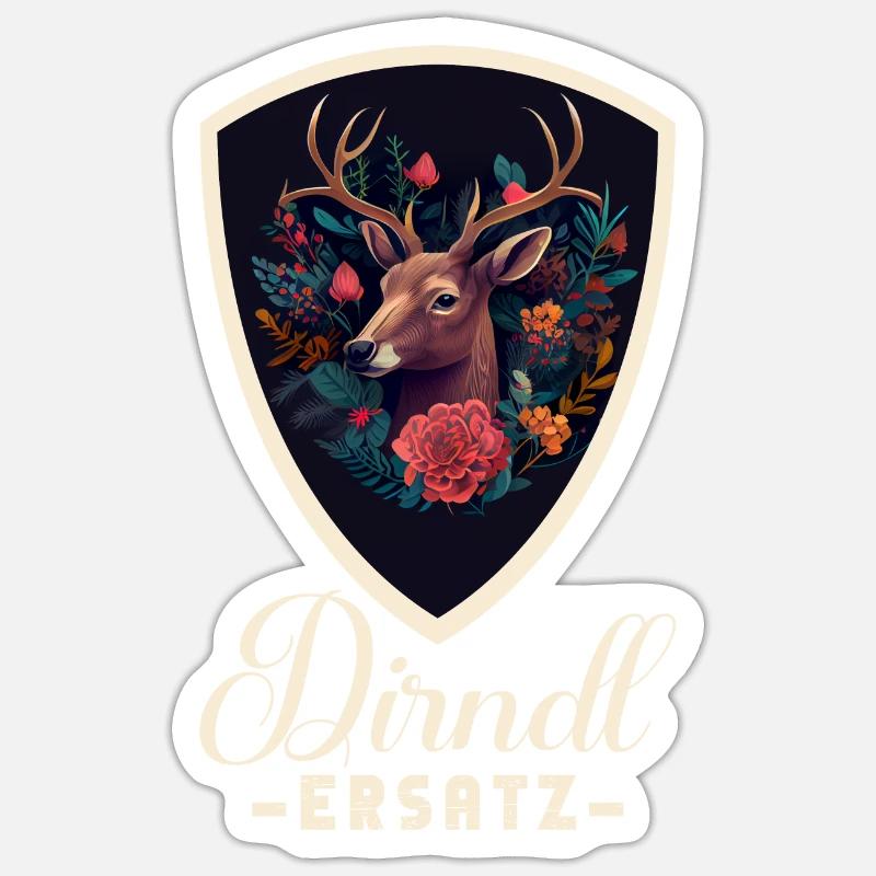 Dirndl Ersatz Dirndl Trachten Kostüm Dirndl Ersatz - Sticker Größe S (10 x 10 cm) - Mattweiß