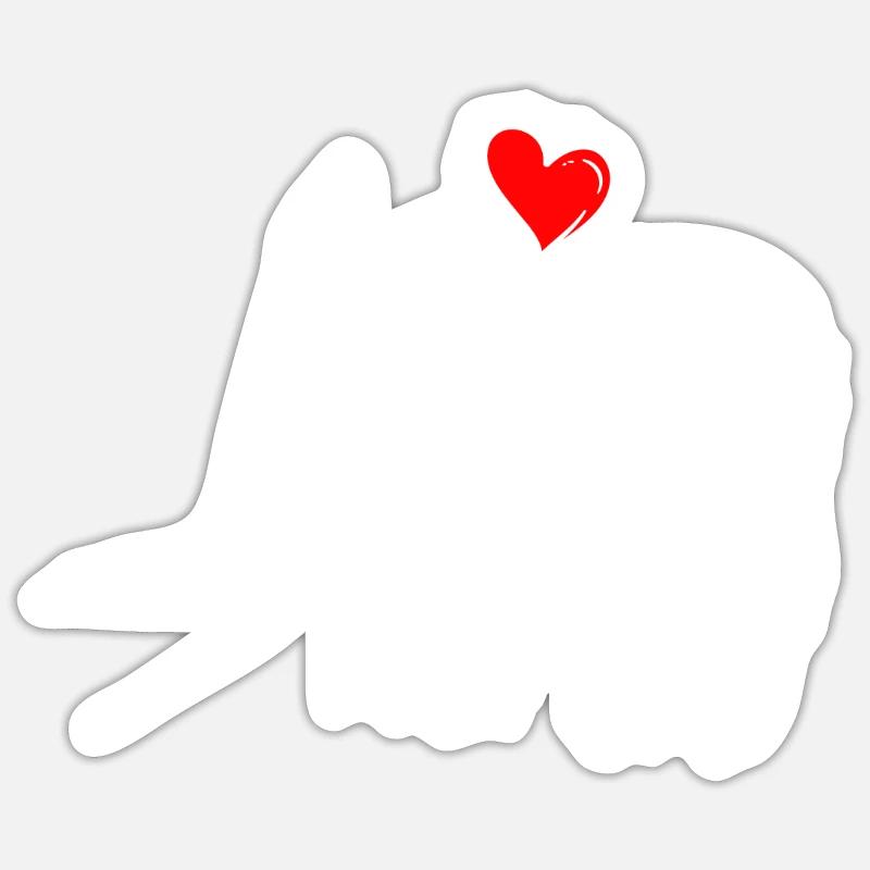 Eule Herz Händchen Halten mit Eule - Sticker Größe S (10 x 10 cm) - Mattweiß
