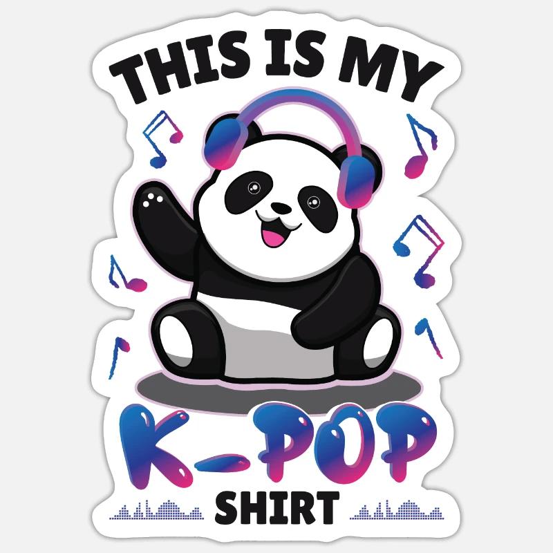 Panda K-Pop - Sticker Größe S (10 x 10 cm) - Mattweiß