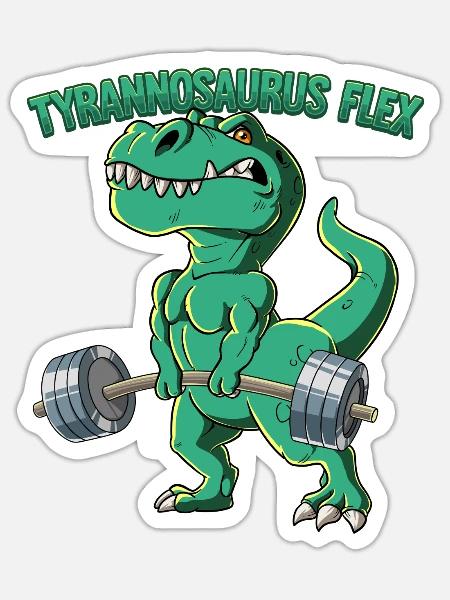 Tyrannosaurus Flex Bodybuilding Fitness Gym - Sticker Größe S (10 x 10 cm) - Mattweiß