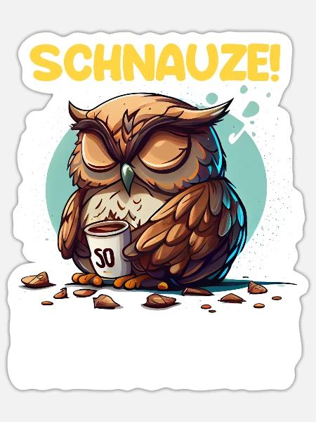 Nachtschicht Kaffee Eule Nachtdienst Schichtarbeit - Sticker Größe S (10 x 10 cm) - Mattweiß