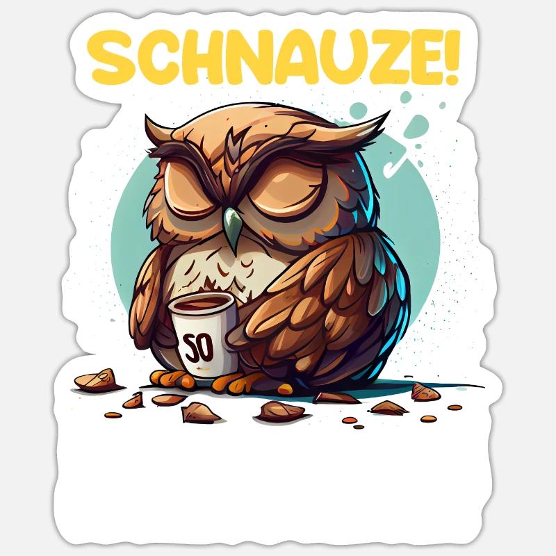 Nachtschicht Kaffee Eule Nachtdienst Schichtarbeit - Sticker Größe S (10 x 10 cm) - Mattweiß