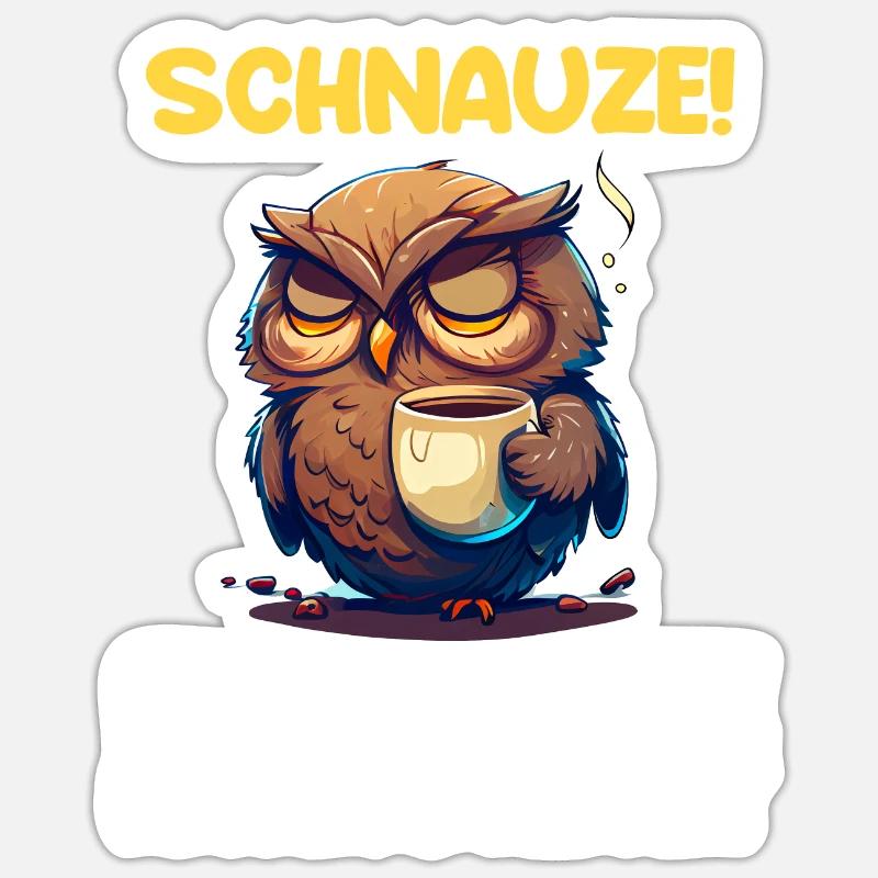 Nachtschicht Kaffee Eule Nachtdienst Schichtarbeit Sticker Größe S (10 x 10 cm)
