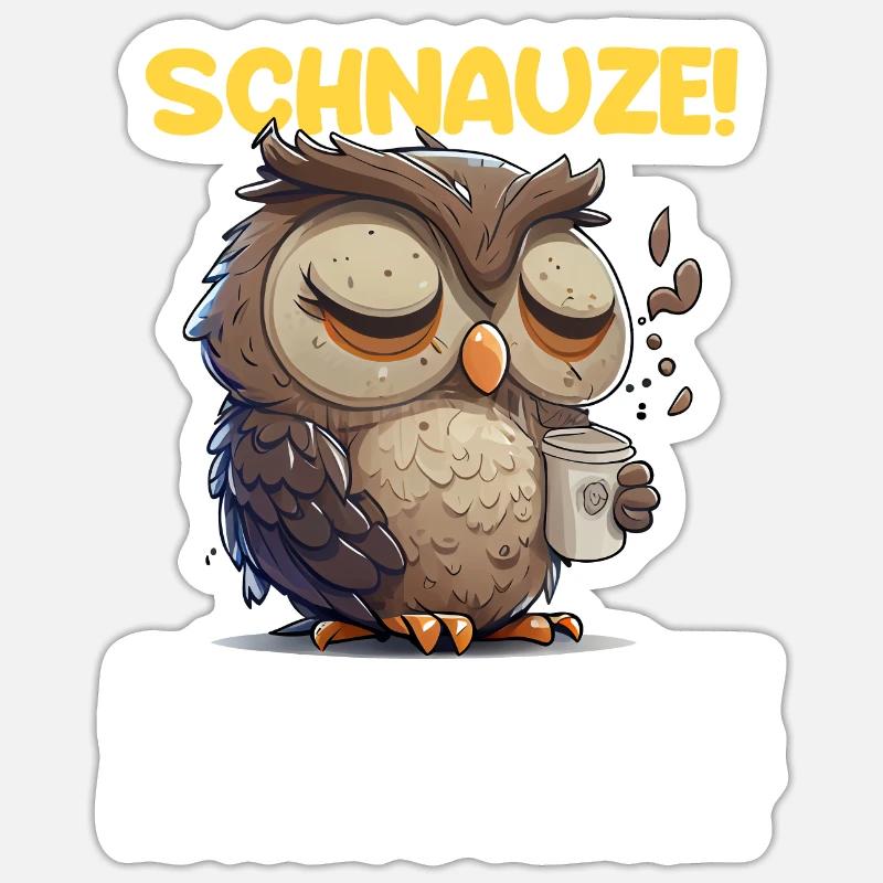Nachtschicht Kaffee Eule Nachtdienst Schichtarbeit - Sticker Größe S (10 x 10 cm) - Mattweiß