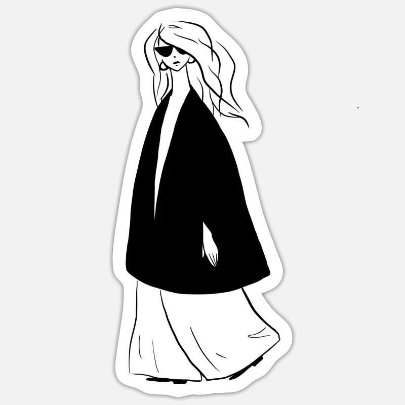 Dessin de mode - Sticker taille S (10 x 10 cm) - blanc mat