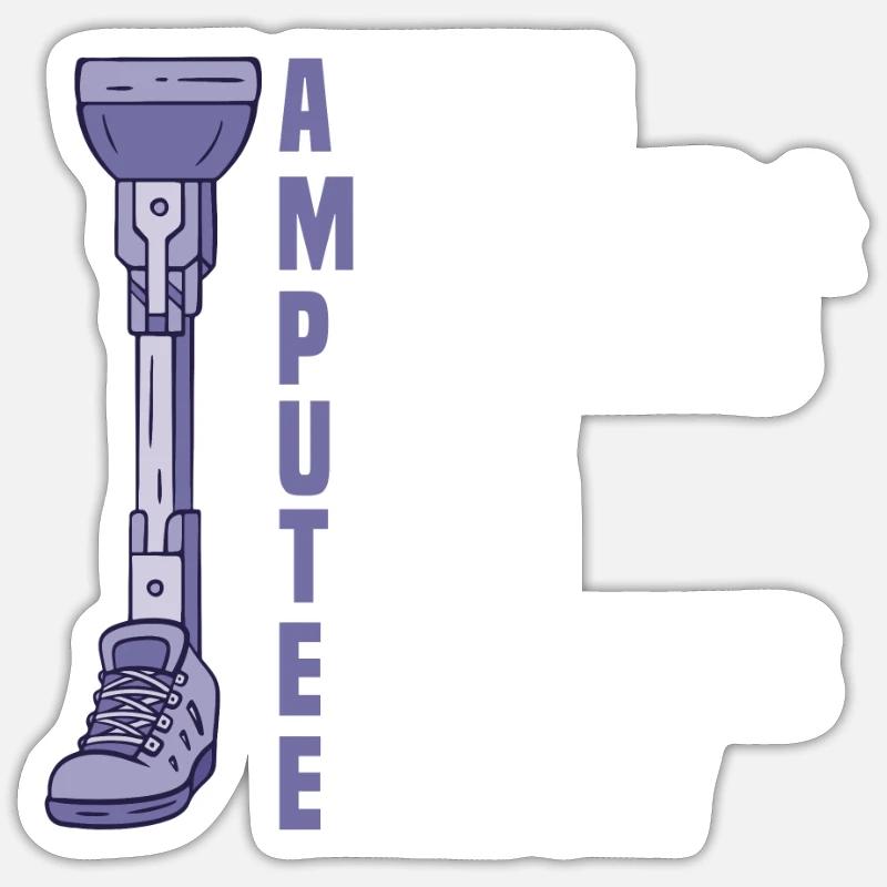 Leg amputee amputation support - Sticker size S (10 x 10 cm) - white matte