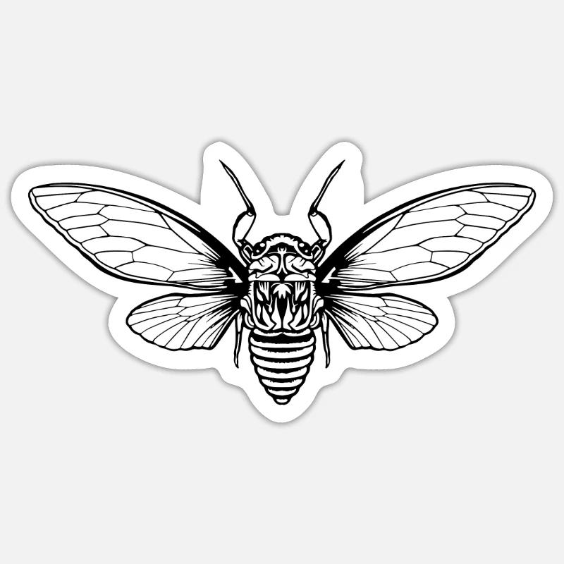 Cigale Cigale Couvain Insecte - Sticker taille S (10 x 10 cm) - blanc mat