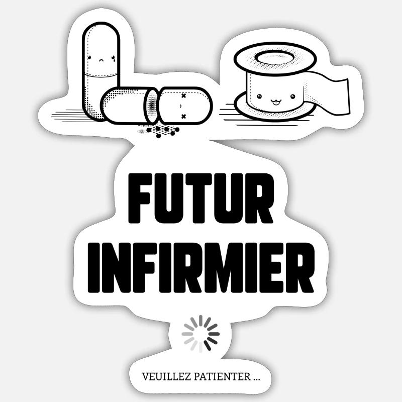 Futur infirmier - Sticker taille S (10 x 10 cm) - blanc mat