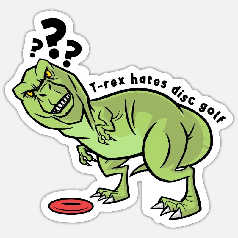 Disc Golf Frisbee T-Rex - Sticker Größe S (10 x 10 cm) - Mattweiß