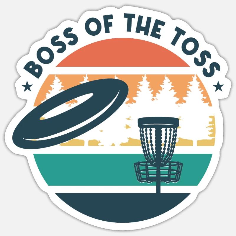 Rétro Disc Golf - Sticker taille S (10 x 10 cm) - blanc mat