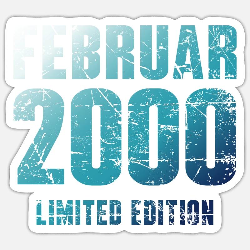 Februar 2000 Limited Edition Geburtstag Geschenk - Sticker Größe S (10 x 10 cm) - Mattweiß