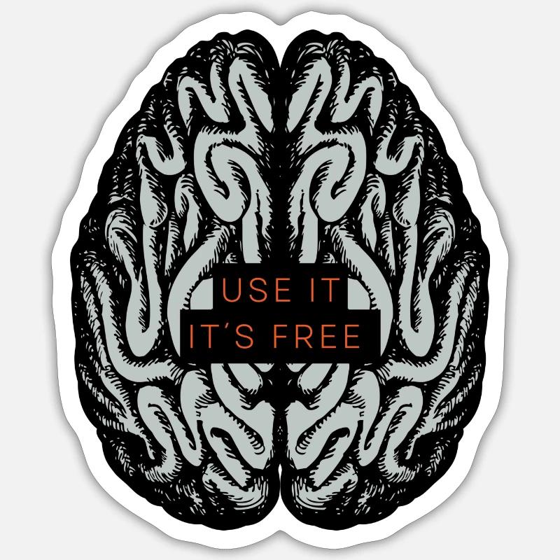 brain - use it it s free - Sticker Größe S (10 x 10 cm) - Mattweiß