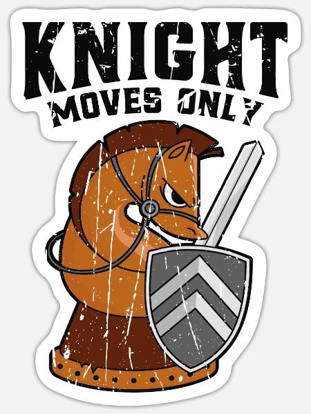 Nur Springer zieht - Schach - Sticker Größe S (10 x 10 cm) - Mattweiß