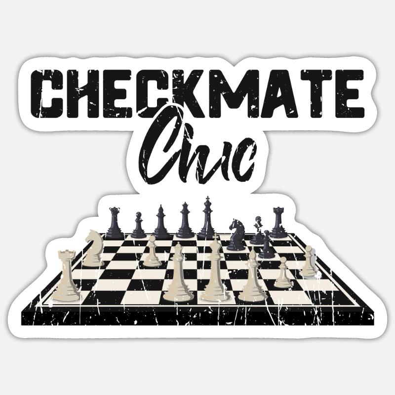 Checkmate chic - Échecs - Sticker taille S (10 x 10 cm) - blanc mat