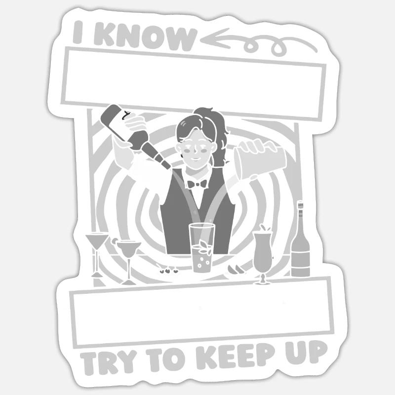 Barkeeper Bartender Mädchen - Sticker Größe S (10 x 10 cm) - Mattweiß