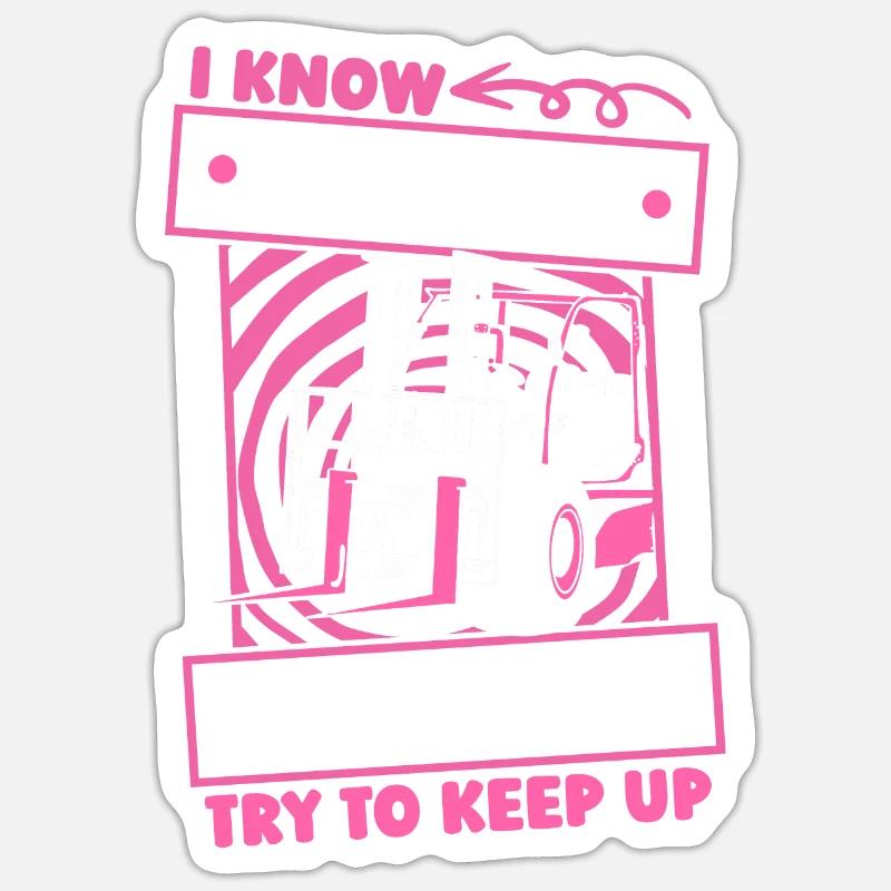 Gabelstapler Staplerfahrer Mädchen - Sticker Größe S (10 x 10 cm) - Mattweiß