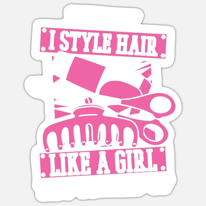 Coiffeuse Coiffeuse Fille - Sticker taille S (10 x 10 cm) - blanc mat