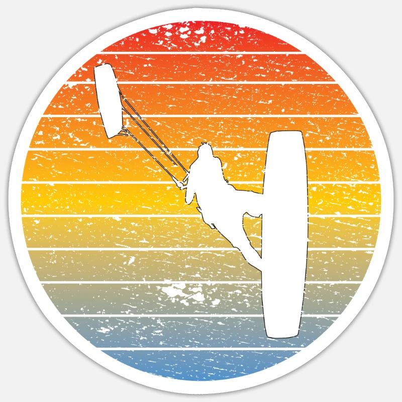 Kitesurfer Kitesurf Windsurfer Windsurfing - Sticker taille S (10 x 10 cm) - blanc mat