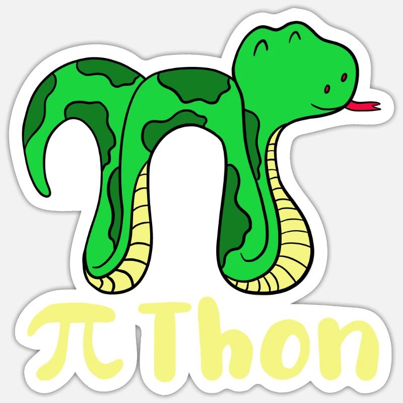 Lustige Schlange Pi Tag Mathe Python Wissenschaft Witz - Sticker Größe S (10 x 10 cm) - Mattweiß
