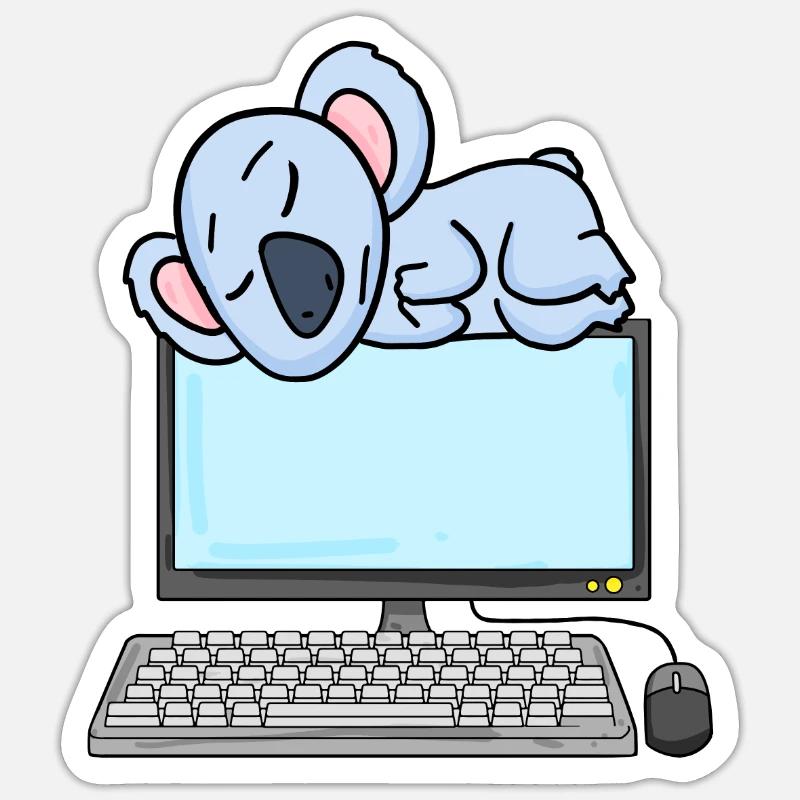 Koala Computer Nerd Programmierer Geschenk - Sticker Größe S (10 x 10 cm) - Mattweiß