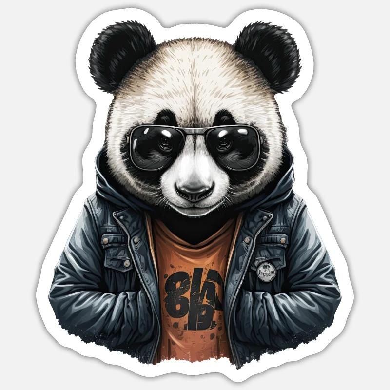 Panda Lederjacke - Style Panda - Sticker Größe S (10 x 10 cm) - Mattweiß
