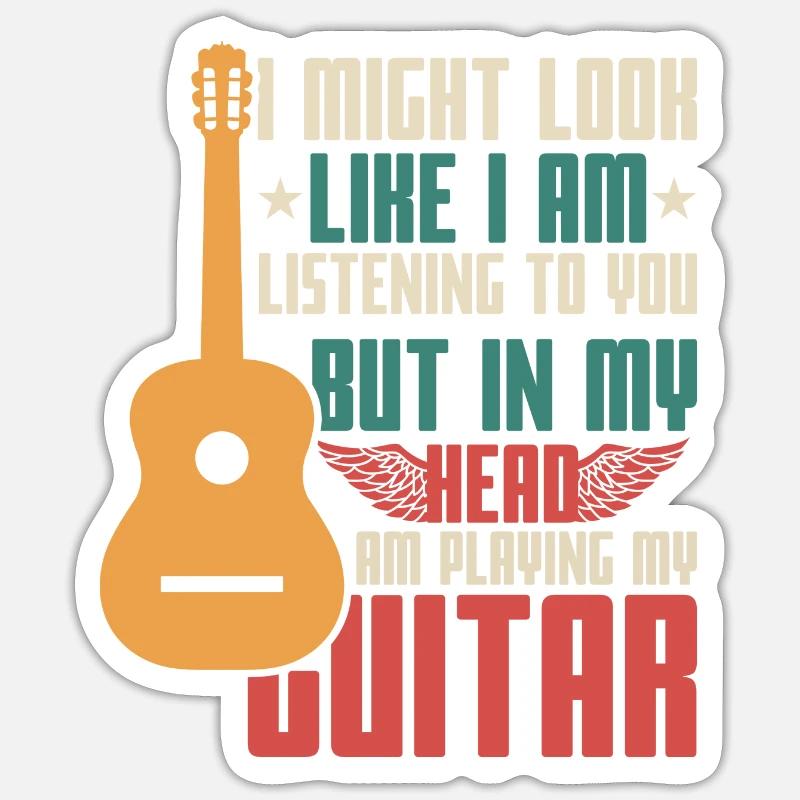 Guitar Saying - Sticker size S (10 x 10 cm) - white matte