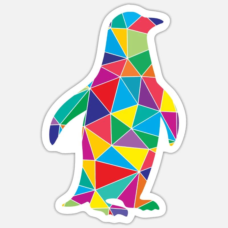 Low Poly Penguin Géométrie Pingouin - Sticker taille S (10 x 10 cm) - blanc mat