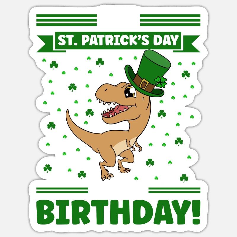 Dinosaure Saint-Patrick Dino - Sticker taille S (10 x 10 cm) - blanc mat