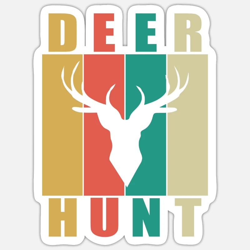 Deer Hunt - Sticker Größe S (10 x 10 cm) - Mattweiß