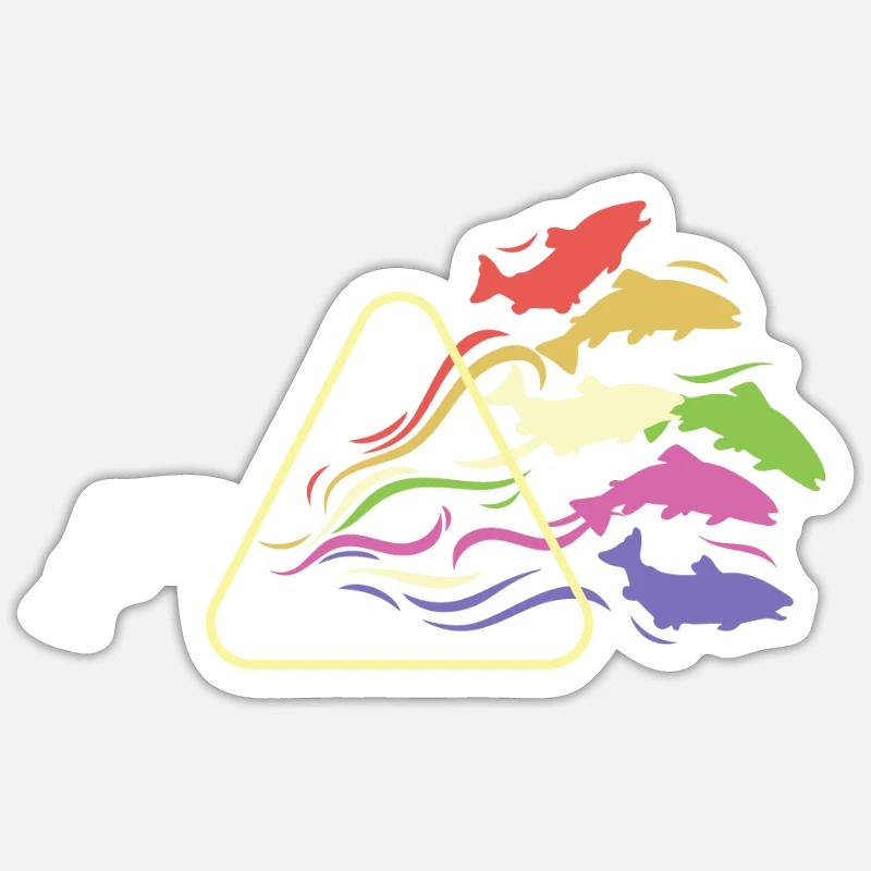 Fish Prism Rainbow Light Funny Physics Sticker size S (10 x 10 cm)