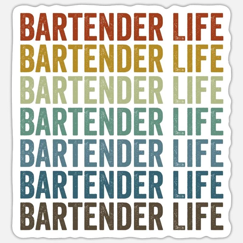 Bartend Life Bartending Bartending - Sticker taille S (10 x 10 cm) - blanc mat