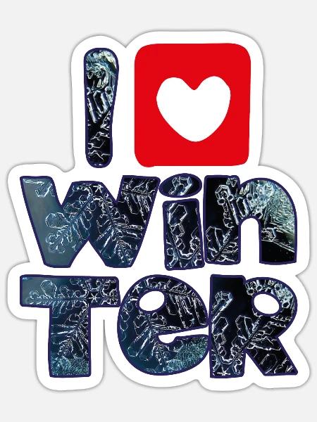 Wintermots mit Schneeflocken für Winterfans - Sticker Größe S (10 x 10 cm) - Mattweiß