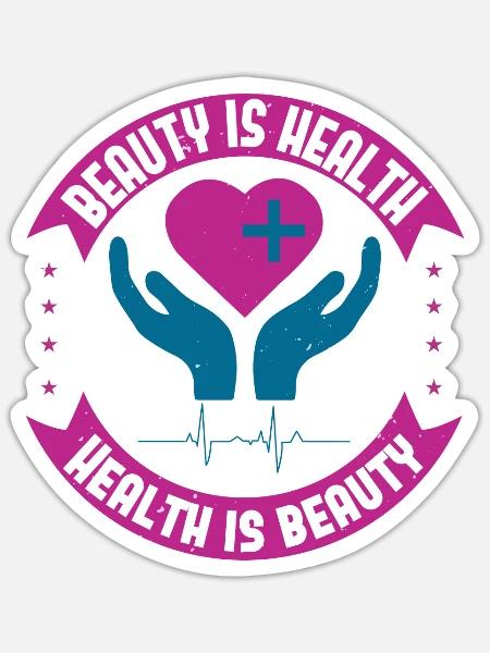 SCHÖNHEIT IST GESUND GESUND IST SCHÖNHEIT - Sticker Größe S (10 x 10 cm) - Mattweiß