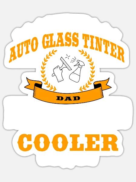 Auto Glas Tinter Papa T-Shirt - Sticker Größe S (10 x 10 cm) - Mattweiß