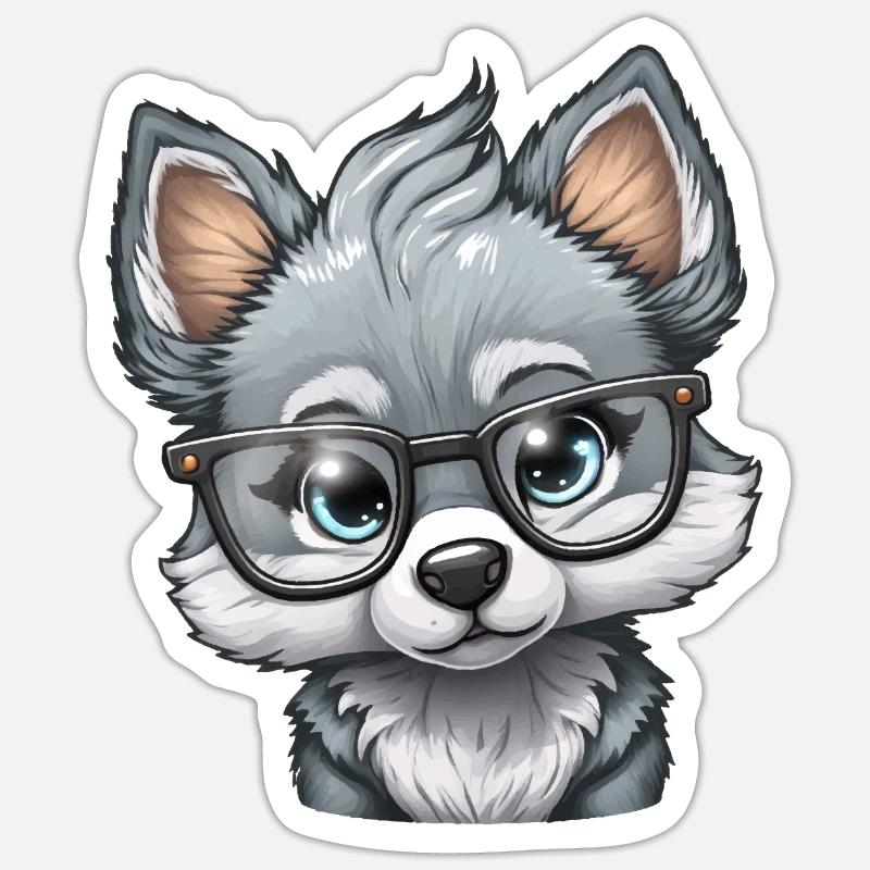 Mignon petit loup - Sticker taille S (10 x 10 cm) - blanc mat