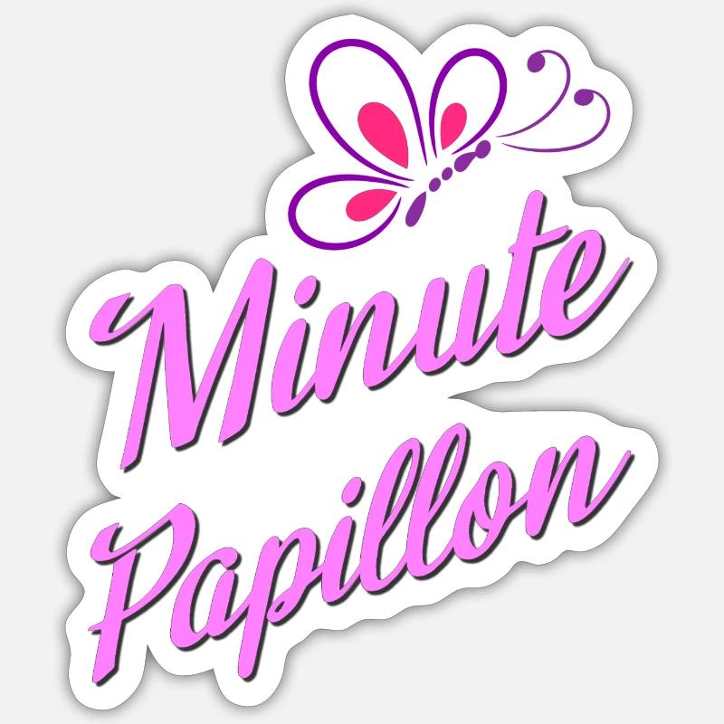 minute papillon - Sticker taille S (10 x 10 cm) - blanc mat