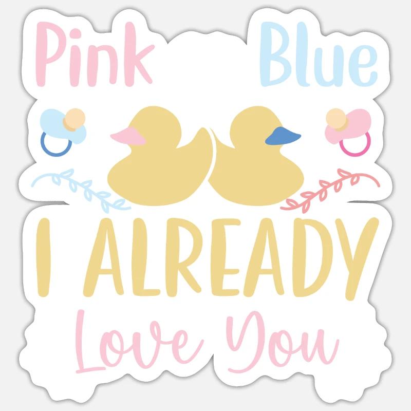 Rosa oder Blau Ich liebe dich bereits Geschlecht offenbaren Sticker Größe S (10 x 10 cm)