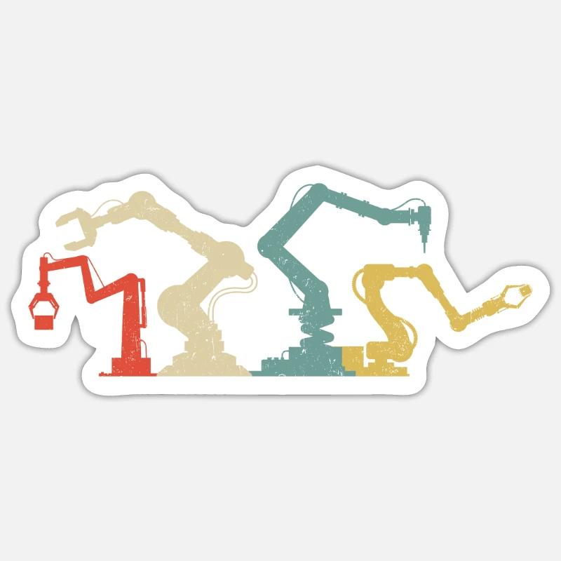 Robot Robotics Engineer Retro - Sticker Größe S (10 x 10 cm) - Mattweiß