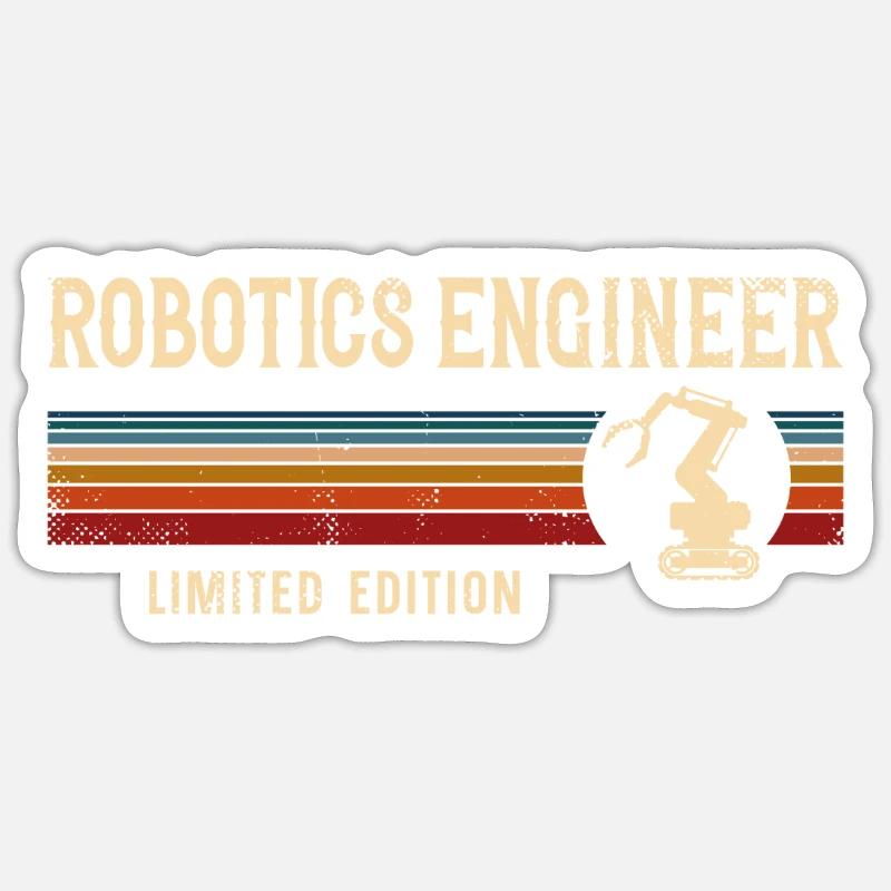 Robot Robotics Engineer Retro - Sticker Größe S (10 x 10 cm) - Mattweiß