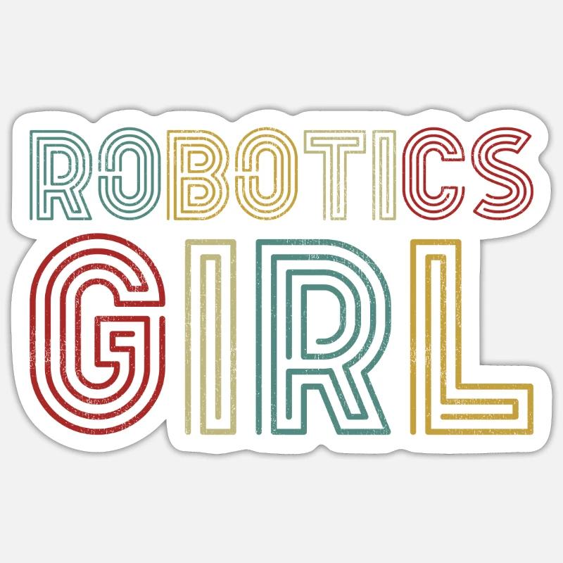 Robot Robotics Engineer Girl - Sticker Größe S (10 x 10 cm) - Mattweiß
