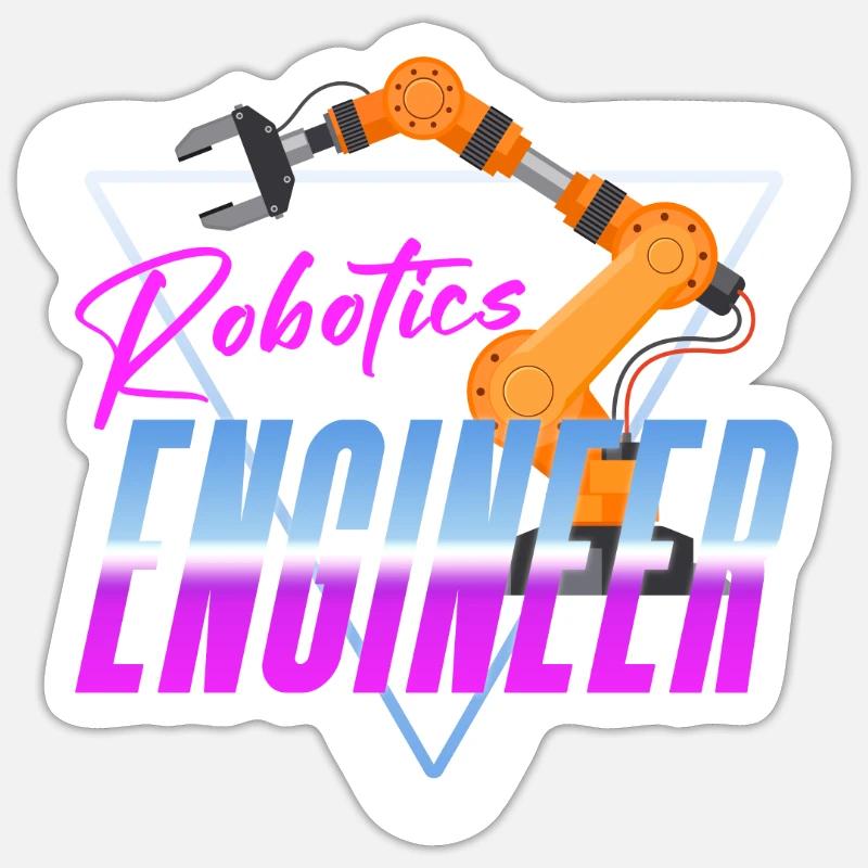 Robot Robotics Engineer Retro - Sticker size S (10 x 10 cm) - white matte