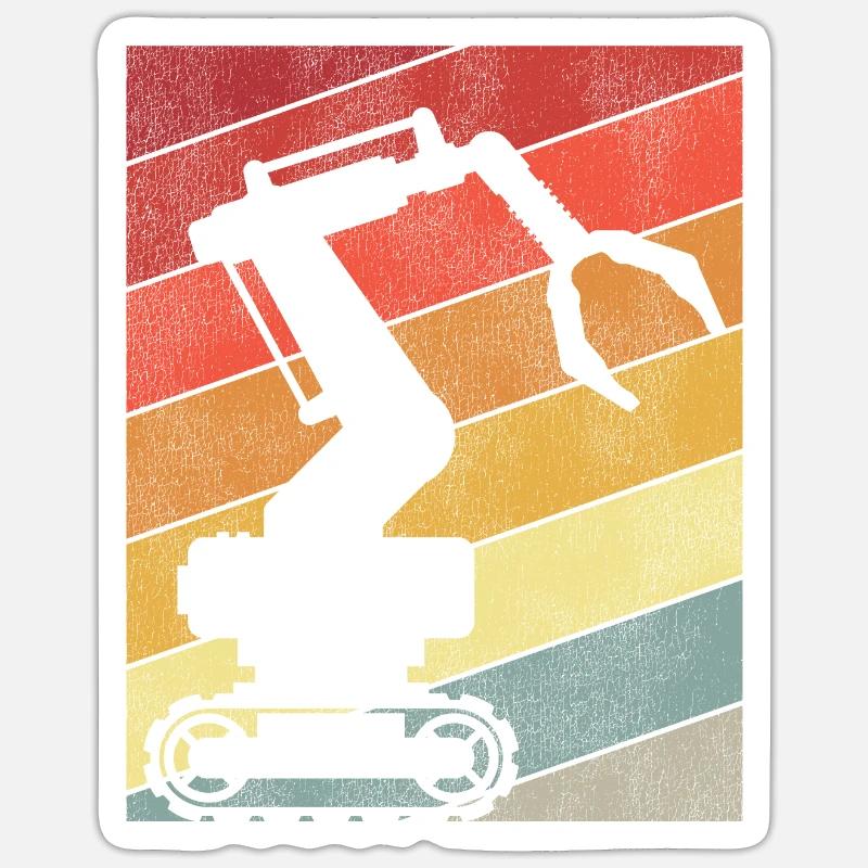 Robot Robotics Engineer Retro - Sticker Größe S (10 x 10 cm) - Mattweiß