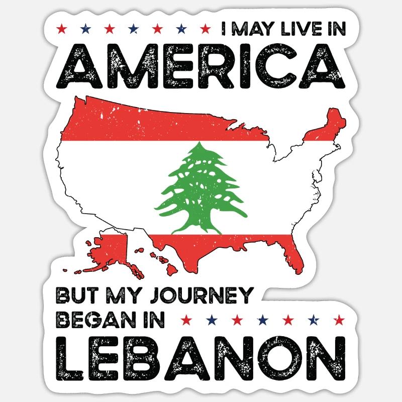 Né Liban Liban États-Unis Sticker taille S (10 x 10 cm)