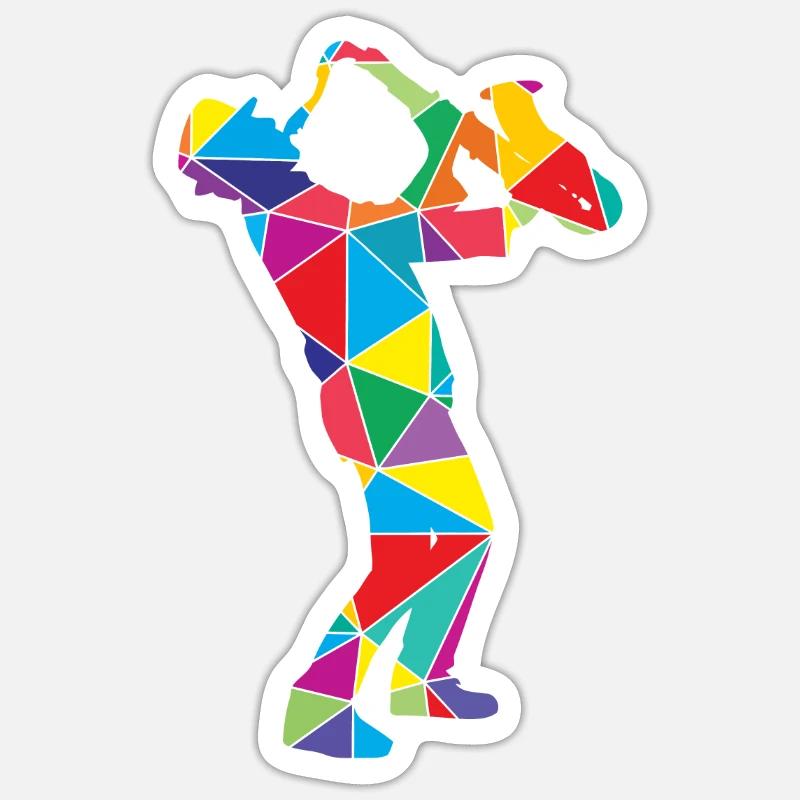 Low Poly Polygon Saxophon - Sticker Größe S (10 x 10 cm) - Mattweiß