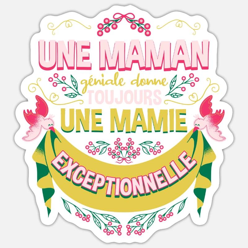 Maman Mamie Annonce De Grossesse - Sticker taille S (10 x 10 cm) - blanc mat