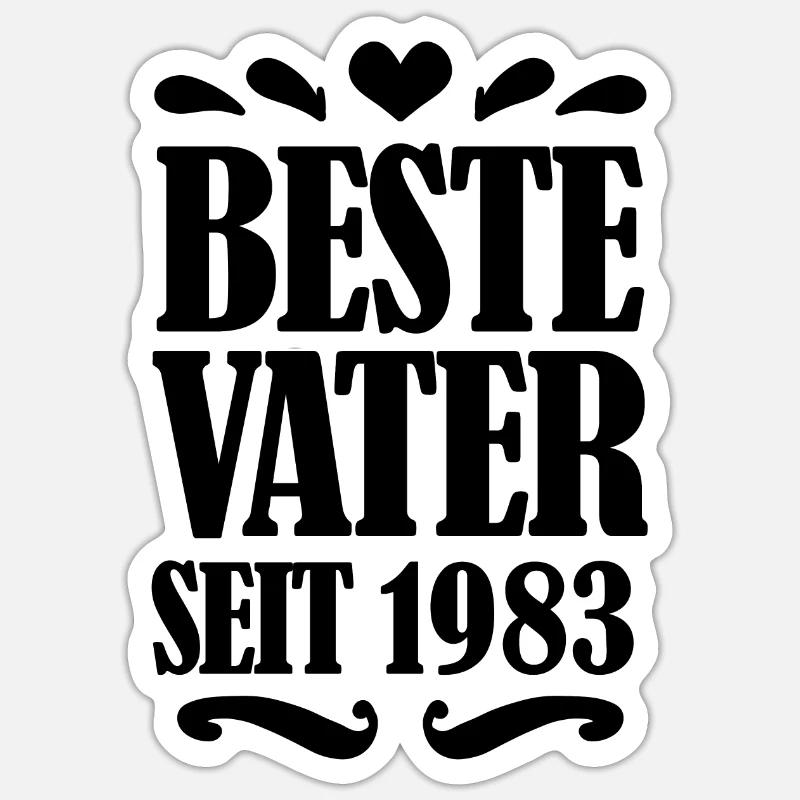 Bester Vater seit 1983 - Sticker Größe S (10 x 10 cm) - Mattweiß
