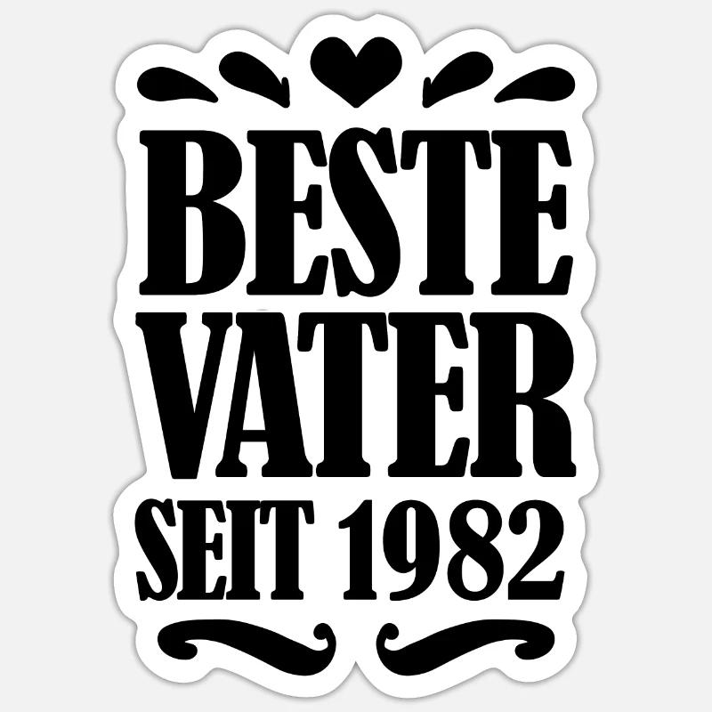 Bester Vater seit 1982 - Sticker Größe S (10 x 10 cm) - Mattweiß