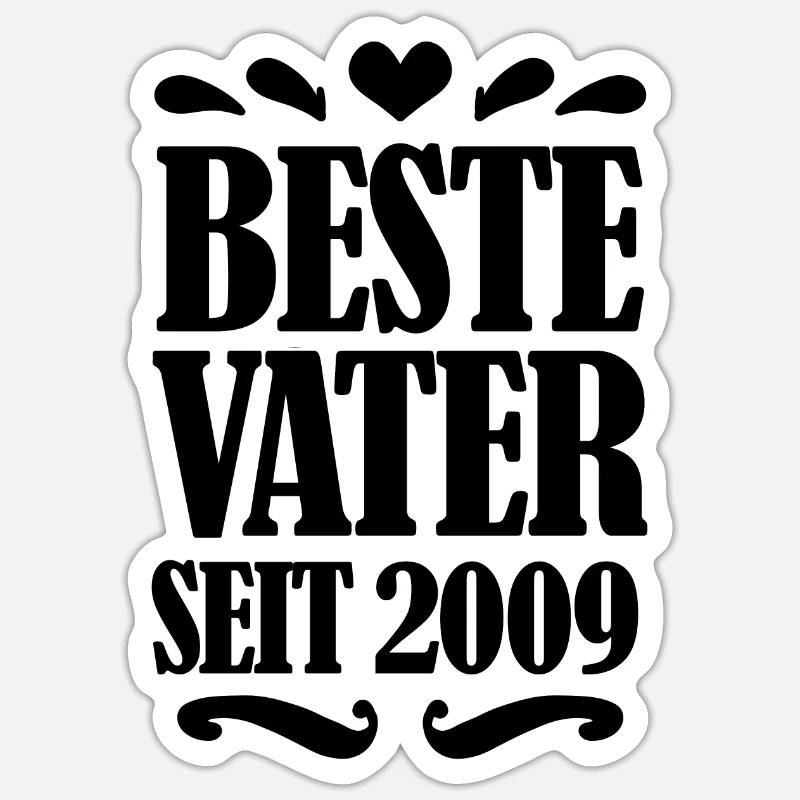 Bester Vater seit 2009 - Sticker Größe S (10 x 10 cm) - Mattweiß