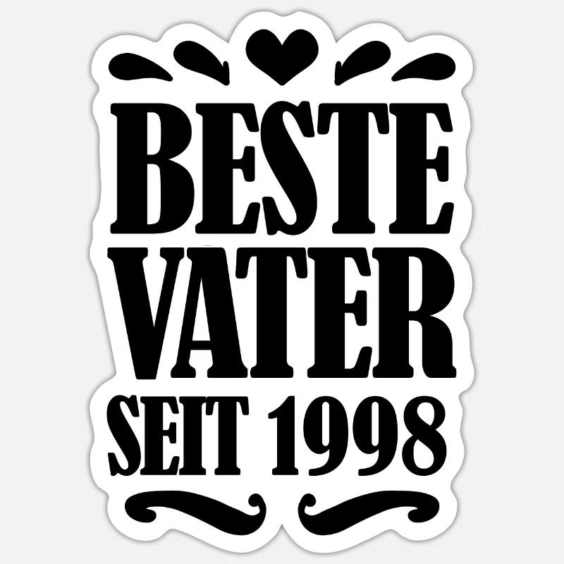 Bester Vater seit 1998 - Sticker Größe S (10 x 10 cm) - Mattweiß