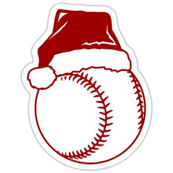 Weihnachten Baseball - Sticker Größe S (10 x 10 cm) - Mattweiß - Vorne